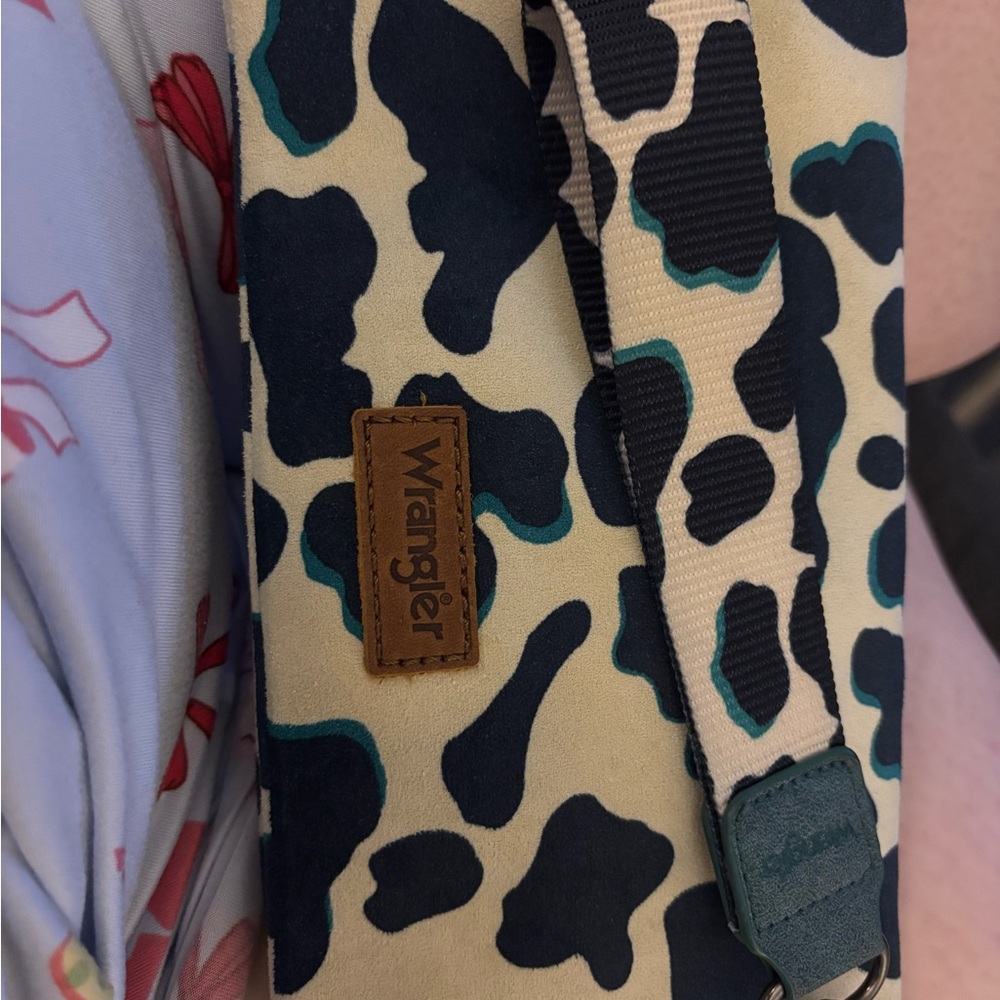 Wrangler Cream, Black & Teal Leopard Print Crossbody